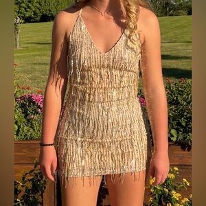 Fringe mini dress - size small